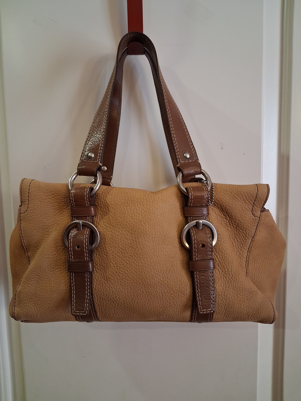 Vintage Coach Chelsea  Nubuck Leather Shoulder Bag with Brown Trim